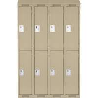 Casiers Clean Line, 2 niveaux, Bloc de 4, 48" x 18" x 78", Acier, Beige, Rivet (assembl&eacute;) Nuna Depot Inc.