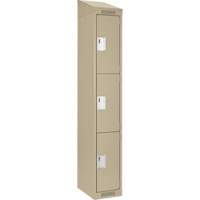 Clean Line Lockers, 3 -tier, 12" x 18" x 78", Steel, Beige, Rivet (Assembled) Nuna Depot Inc.