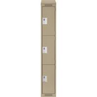 Clean Line Lockers, 3 -tier, 12" x 18" x 78", Steel, Beige, Rivet (Assembled) Nuna Depot Inc.