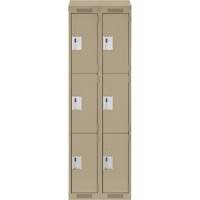 Clean Line Lockers, 3 -tier, Bank of 2, 24" x 18" x 78", Steel, Beige, Rivet (Assembled) Nuna Depot Inc.