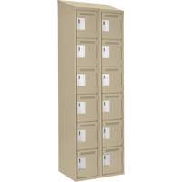 Clean Line Lockerette, 6 -tier, Bank of 2, 24" x 18" x 78", Steel, Beige, Rivet (Assembled) Nuna Depot Inc.