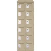 Clean Line Lockerette, 6 -tier, Bank of 2, 24" x 18" x 78", Steel, Beige, Rivet (Assembled) Nuna Depot Inc.