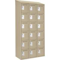 Clean Line Lockerette, 6 -tier, Bank of 3, 36" x 18" x 78", Steel, Beige, Rivet (Assembled) Nuna Depot Inc.