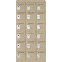 Clean Line Lockerette, 6 -tier, Bank of 3, 36" x 18" x 78", Steel, Beige, Rivet (Assembled) Nuna Depot Inc.