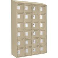 Clean Line Lockerette, 6 -tier, Bank of 4, 48" x 18" x 78", Steel, Beige, Rivet (Assembled) Nuna Depot Inc.