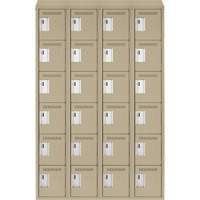 Clean Line Lockerette, 6 -tier, Bank of 4, 48" x 18" x 78", Steel, Beige, Rivet (Assembled) Nuna Depot Inc.