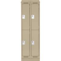Clean Line Lockers, 2 -tier, Bank of 2, 24" x 18" x 82", Steel, Beige, Rivet (Assembled) Nuna Depot Inc.