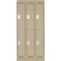 Clean Line Lockers, 2 -tier, Bank of 3, 36" x 18" x 82", Steel, Beige, Rivet (Assembled) Nuna Depot Inc.