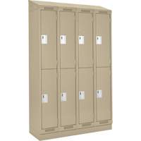 Clean Line Lockers, 2 -tier, Bank of 4, 48" x 18" x 82", Steel, Beige, Rivet (Assembled) Nuna Depot Inc.