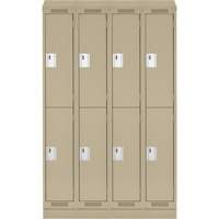 Clean Line Lockers, 2 -tier, Bank of 4, 48" x 18" x 82", Steel, Beige, Rivet (Assembled) Nuna Depot Inc.