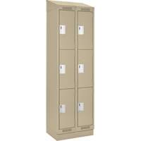 Clean Line Lockers, 3 -tier, Bank of 2, 24" x 18" x 82", Steel, Beige, Rivet (Assembled) Nuna Depot Inc.