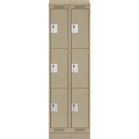 Clean Line Lockers, 3 -tier, Bank of 2, 24" x 18" x 82", Steel, Beige, Rivet (Assembled) Nuna Depot Inc.