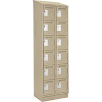 Clean Line Lockerette , 6 -tier, Bank of 2, 24" x 18" x 82", Steel, Beige, Rivet (Assembled) Nuna Depot Inc.