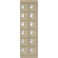 Clean Line Lockerette , 6 -tier, Bank of 2, 24" x 18" x 82", Steel, Beige, Rivet (Assembled) Nuna Depot Inc.