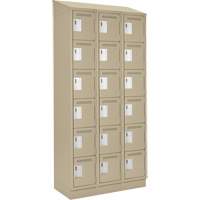 Clean Line Lockerette , 6 -tier, Bank of 3, 36" x 18" x 82", Steel, Beige, Rivet (Assembled) Nuna Depot Inc.