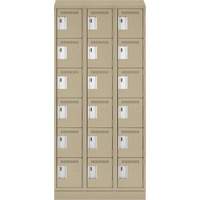 Clean Line Lockerette , 6 -tier, Bank of 3, 36" x 18" x 82", Steel, Beige, Rivet (Assembled) Nuna Depot Inc.