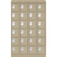 Clean Line Lockerette , 6 -tier, Bank of 4, 48" x 18" x 82", Steel, Beige, Rivet (Assembled) Nuna Depot Inc.