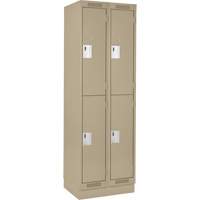 Clean Line Lockers, 2 -tier, Bank of 2, 24" x 18" x 76", Steel, Beige, Rivet (Assembled) Nuna Depot Inc.
