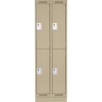 Clean Line Lockers, 2 -tier, Bank of 2, 24" x 18" x 76", Steel, Beige, Rivet (Assembled) Nuna Depot Inc.