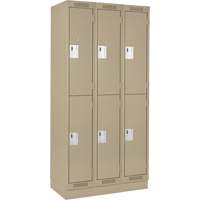 Casiers Clean Line, 2 niveaux, Bloc de 3, 36" x 18" x 76", Acier, Beige, Rivet (assembl&eacute;) Nuna Depot Inc.