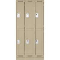 Casiers Clean Line, 2 niveaux, Bloc de 3, 36" x 18" x 76", Acier, Beige, Rivet (assembl&eacute;) Nuna Depot Inc.