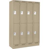 Casiers Clean Line, 2 niveaux, Bloc de 4, 48" x 18" x 76", Acier, Beige, Rivet (assembl&eacute;) Nuna Depot Inc.
