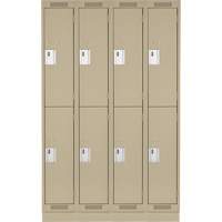 Casiers Clean Line, 2 niveaux, Bloc de 4, 48" x 18" x 76", Acier, Beige, Rivet (assembl&eacute;) Nuna Depot Inc.