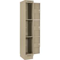 Clean Line Lockers, 3 -tier, Bank of 4, 48" x 18" x 76", Steel, Beige, Rivet (Assembled) Nuna Depot Inc.