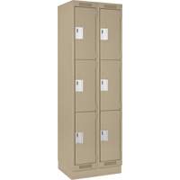 Clean Line Lockers, 3 -tier, Bank of 2, 24" x 18" x 76", Steel, Beige, Rivet (Assembled) Nuna Depot Inc.