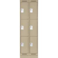 Clean Line Lockers, 3 -tier, Bank of 2, 24" x 18" x 76", Steel, Beige, Rivet (Assembled) Nuna Depot Inc.