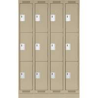 Clean Line Lockers, 3 -tier, Bank of 4, 48" x 18" x 76", Steel, Beige, Rivet (Assembled) Nuna Depot Inc.