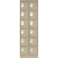 Clean Line Lockerette, 6 -tier, Bank of 2, 24" x 18" x 76", Steel, Beige, Rivet (Assembled) Nuna Depot Inc.