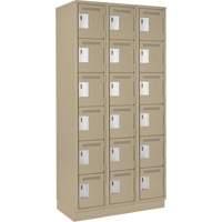 Clean Line Lockerette, 6 -tier, Bank of 3, 36" x 18" x 76", Steel, Beige, Rivet (Assembled) Nuna Depot Inc.