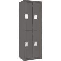 Clean Line Lockers, 2 -tier, Bank of 2, 24" x 18" x 72", Steel, Charcoal, Rivet (Assembled) Nuna Depot Inc.