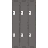 Clean Line Lockers, 2 -tier, Bank of 3, 36" x 18" x 72", Steel, Charcoal, Rivet (Assembled) Nuna Depot Inc.