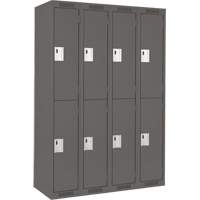 Clean Line Lockers, 2 -tier, Bank of 4, 48" x 18" x 72", Steel, Charcoal, Rivet (Assembled) Nuna Depot Inc.