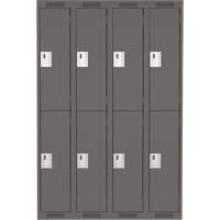 Clean Line Lockers, 2 -tier, Bank of 4, 48" x 18" x 72", Steel, Charcoal, Rivet (Assembled) Nuna Depot Inc.