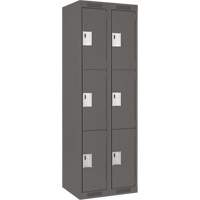 Clean Line Lockers, 3 -tier, Bank of 2, 24" x 18" x 72", Steel, Charcoal, Rivet (Assembled) Nuna Depot Inc.