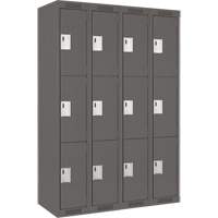 Casiers Clean Line, 3 niveaux, Bloc de 4, 48" x 18" x 72", Acier, Charbon, Rivet (assembl&eacute;) Nuna Depot Inc.