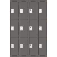 Casiers Clean Line, 3 niveaux, Bloc de 4, 48" x 18" x 72", Acier, Charbon, Rivet (assembl&eacute;) Nuna Depot Inc.