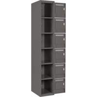 Clean Line Lockerette, 6 -tier, Bank of 4, 48" x 18" x 72", Steel, Charcoal, Rivet (Assembled) Nuna Depot Inc.