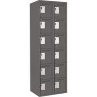 Clean Line Lockerette, 6 -tier, Bank of 2, 24" x 18" x 72", Steel, Charcoal, Rivet (Assembled) Nuna Depot Inc.