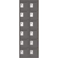 Clean Line Lockerette, 6 -tier, Bank of 2, 24" x 18" x 72", Steel, Charcoal, Rivet (Assembled) Nuna Depot Inc.