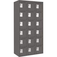 Clean Line Lockerette, 6 -tier, Bank of 3, 36" x 18" x 72", Steel, Charcoal, Rivet (Assembled) Nuna Depot Inc.