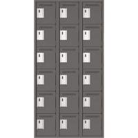 Clean Line Lockerette, 6 -tier, Bank of 3, 36" x 18" x 72", Steel, Charcoal, Rivet (Assembled) Nuna Depot Inc.
