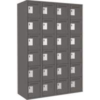 Clean Line Lockerette, 6 -tier, Bank of 4, 48" x 18" x 72", Steel, Charcoal, Rivet (Assembled) Nuna Depot Inc.