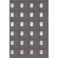 Clean Line Lockerette, 6 -tier, Bank of 4, 48" x 18" x 72", Steel, Charcoal, Rivet (Assembled) Nuna Depot Inc.
