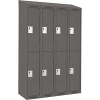 Clean Line Lockers, 2 -tier, Bank of 4, 48" x 18" x 78", Steel, Charcoal, Rivet (Assembled) Nuna Depot Inc.