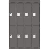 Clean Line Lockers, 2 -tier, Bank of 4, 48" x 18" x 78", Steel, Charcoal, Rivet (Assembled) Nuna Depot Inc.