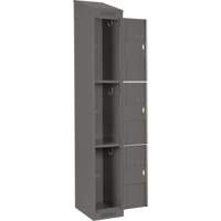 Clean Line Lockers, 3 -tier, Bank of 4, 48" x 18" x 78", Steel, Charcoal, Rivet (Assembled) Nuna Depot Inc.
